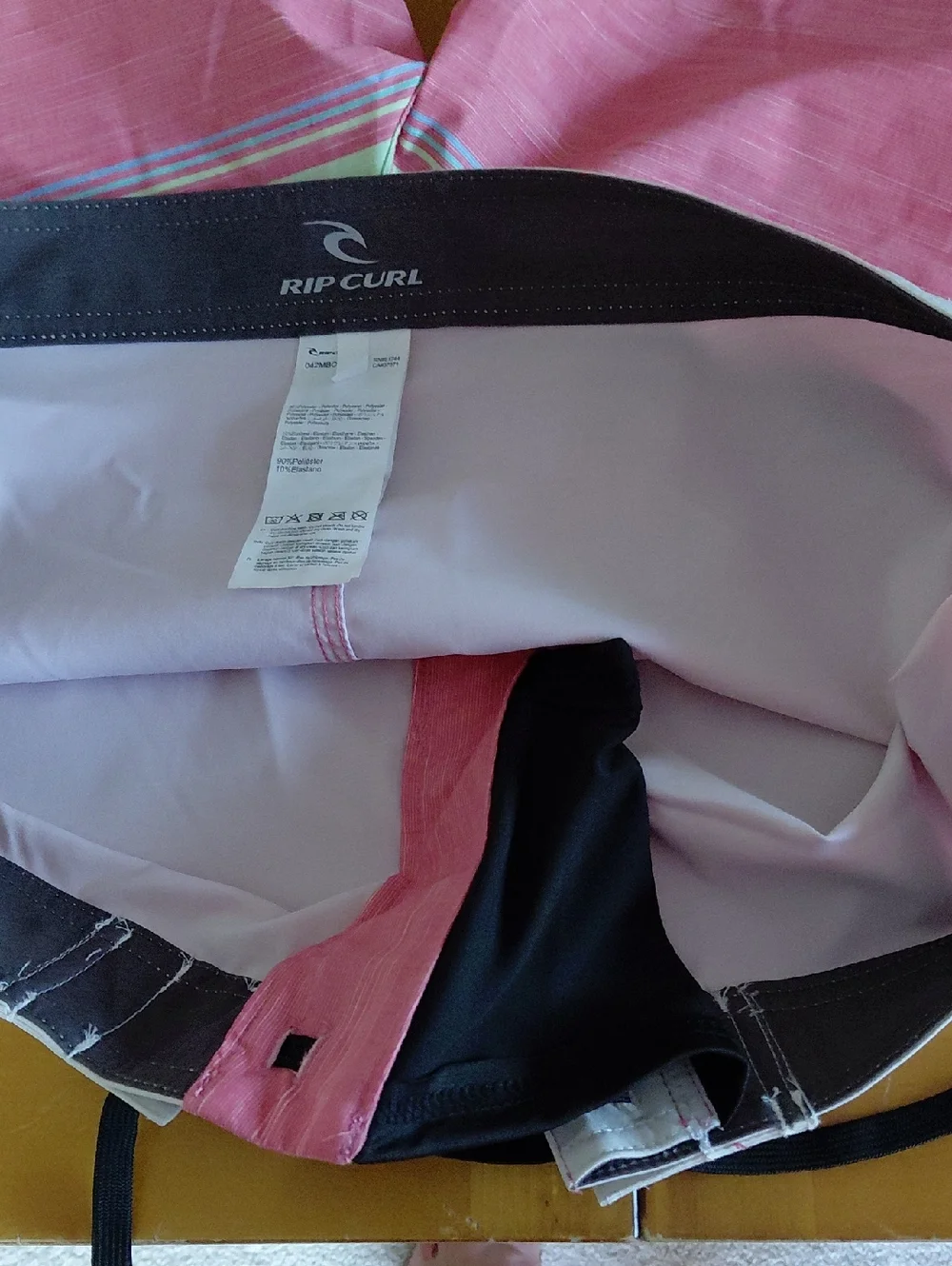 Rip Curl Pink Board Shorts with Teal Striping Mens 36